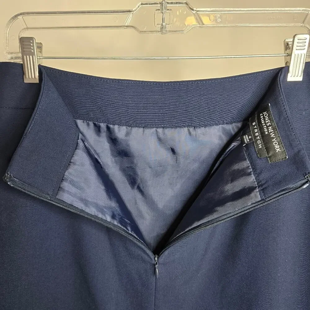 JONES NEW YORK COLLECTION Navy Blue Fully Lined Women's Career Pencil Skirt Sz 4